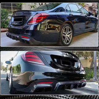 Difusor trasero con salidas de escape (para S63/S65 AMG 2018-2021, Carbono) foto 3
