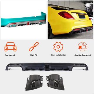 Difusor trasero con salidas de escape (para S63 AMG 2014-2017, Carbono) foto 2