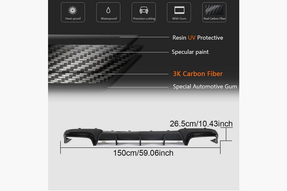 Mercedes E-class W212 2009-2016 Difusor Trasero de Parachoques V1 para E63 AMG 2013-2016 Carbono Foto 7