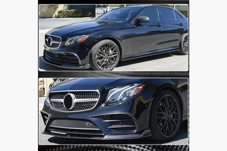 Mercedes E-class W213 2016-2023 Lip Frontal V1 para AMG-Line / E43 AMG 2016-2019, Carbono Foto 3