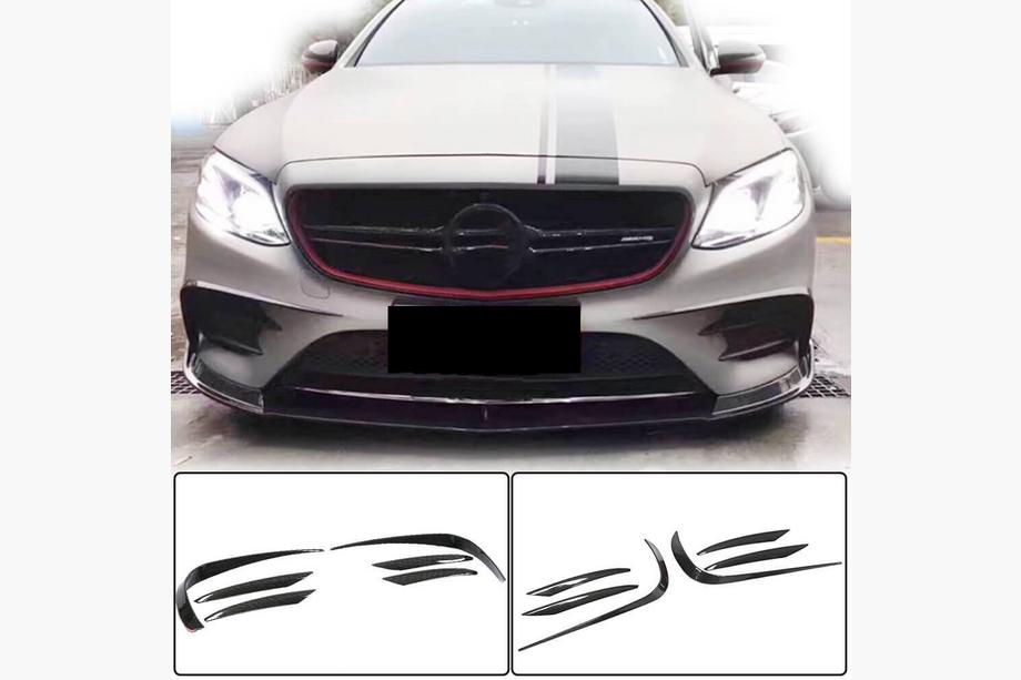 Mercedes E-class W213 2016-2023 Extensiones de Parachoques Delantero V1 (para E43 AMG 2016-2019, Carbono) Image
