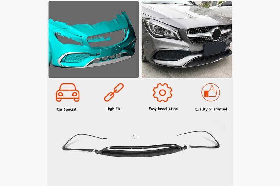 Mercedes CLA C117 2013-2019 Splitter delantero de parachoques (para AMG-Line SD 2017-2019, Carbono) Foto 2