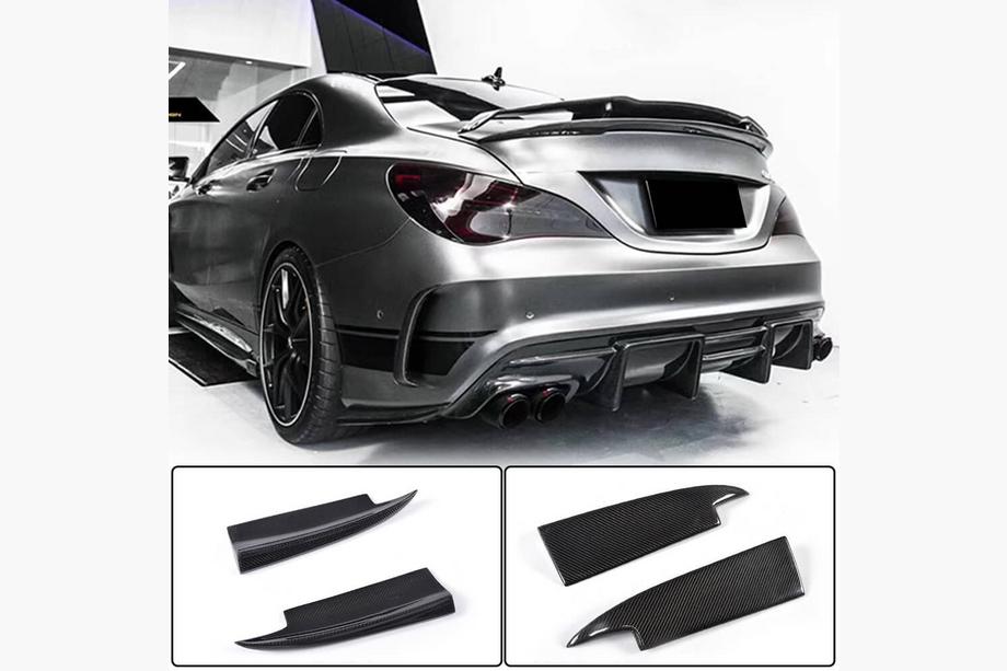 Mercedes CLA C117 2013-2019 Cubiertas de Parachoques Trasero V2 (para AMG-Line / CLA45 AMG SD, Carbono) Foto 2
