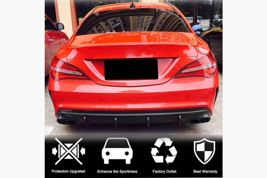 Mercedes CLA C117 2013-2019 Difusor trasero de parachoques para AMG-Line / CLA45 AMG 2017-2019, Carbono Foto 2