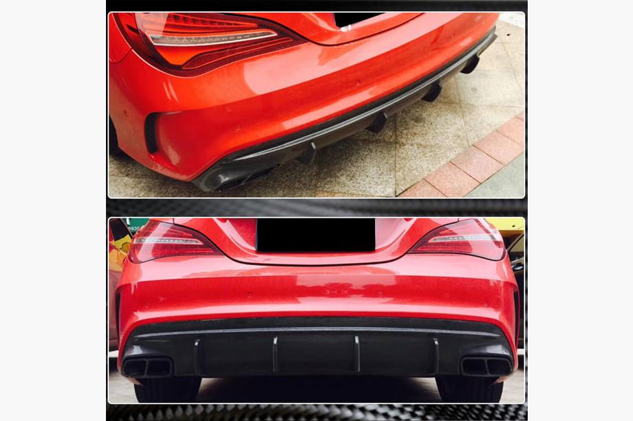 Mercedes CLA C117 2013-2019 Difusor trasero de parachoques para AMG-Line / CLA45 AMG 2017-2019, Carbono Foto 3