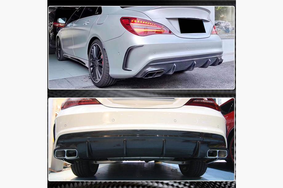 Mercedes CLA C117 2013-2019 Difusor trasero de parachoques para AMG-Line / CLA45 AMG 2017-2019, Carbono Foto 4