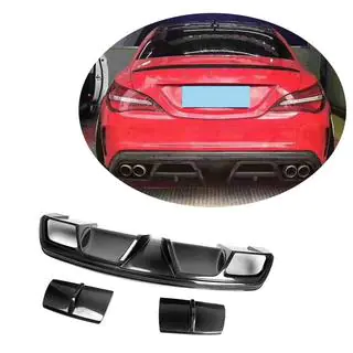 Difusor Trasero de Parachoques V1 (para AMG-Line / CLA45 AMG 2013-2016, Carbono) foto 1