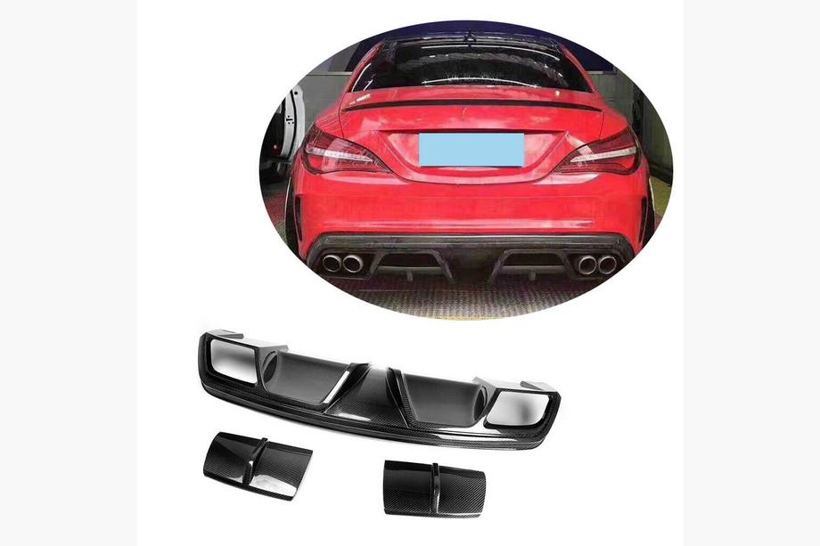 Mercedes CLA C117 2013-2019 Difusor Trasero de Parachoques V1 (para AMG-Line / CLA45 AMG 2013-2016, Carbono) Foto 1