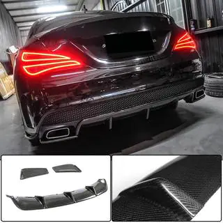 Difusor Trasero de Parachoques V2 (para AMG-Line / CLA45 AMG 2013-2016, Carbono) foto 1