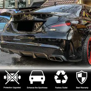 Difusor Trasero de Parachoques V2 (para AMG-Line / CLA45 AMG 2013-2016, Carbono) foto 4