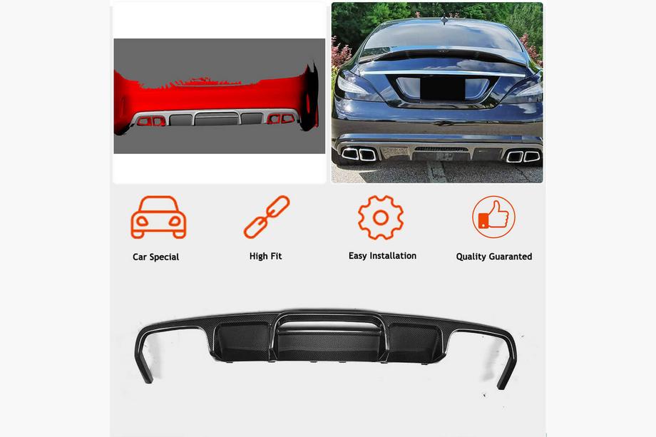 Mercedes CLS C218 2011-2018 Difusor de Parachoques Trasero (para Base/CLS63 AMG 2015-2018, Carbono) Foto 5
