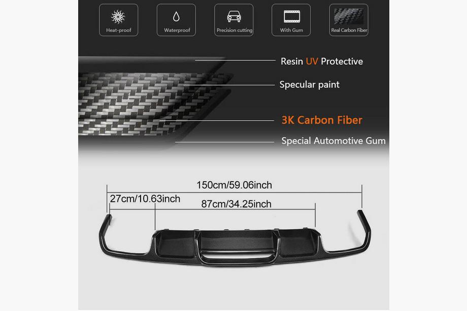 Mercedes CLS C218 2011-2018 Difusor de Parachoques Trasero (para Base/CLS63 AMG 2015-2018, Carbono) Foto 6