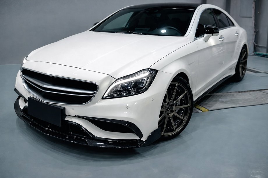 Mercedes CLS C218 2011-2018 Extensión Lip V2 para parachoques delantero (para CLS63 AMG SD 2015-2018, Carbono) Foto 3