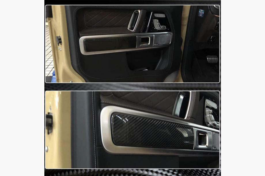 Mercedes G class W463 2018-2024 Cubiertas de molduras interiores de puertas (Dry Carbon) Foto 3
