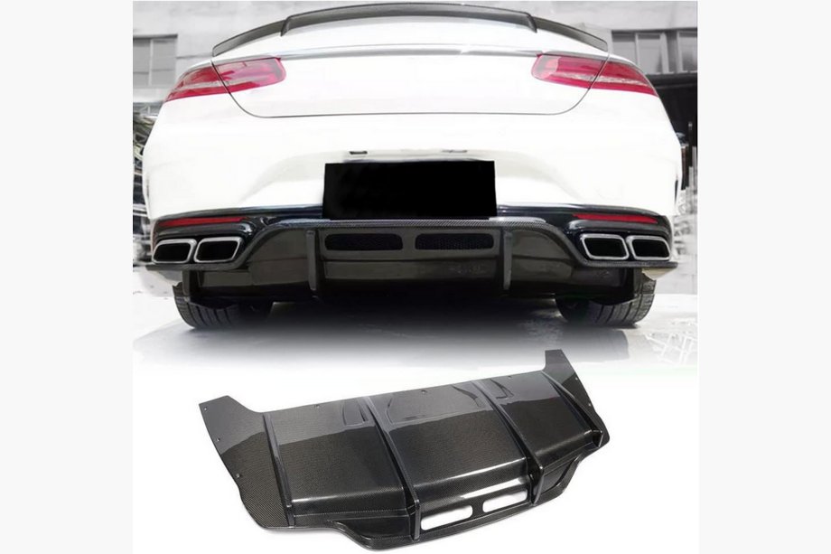 Mercedes S-class C217 Coupe 2014-2020 Difusor trasero de parachoques para AMG-Line 2015-2018, Carbono Image
