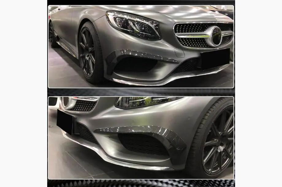 Mercedes S-class C217 Coupe 2014-2020 Inserciones para parachoques delantero (para AMG-Line 2015-2018, Carbono) Foto 4
