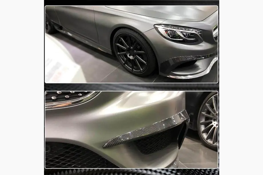 Mercedes S-class C217 Coupe 2014-2020 Inserciones para parachoques delantero (para AMG-Line 2015-2018, Carbono) Foto 5