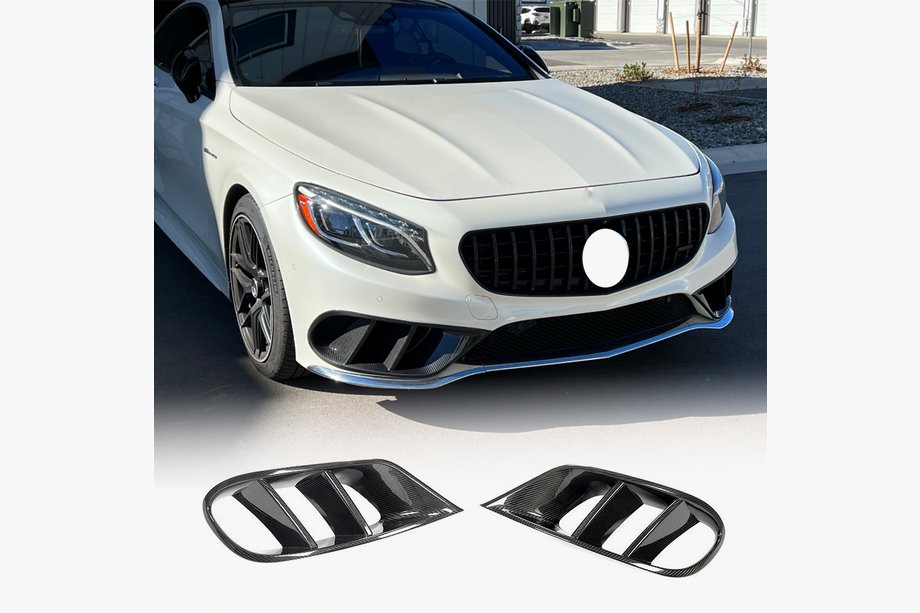 Mercedes S-class C217 Coupe 2014-2020 Inserciones para parachoques delantero (para AMG-Line 2015-2018, carbono seco) Image