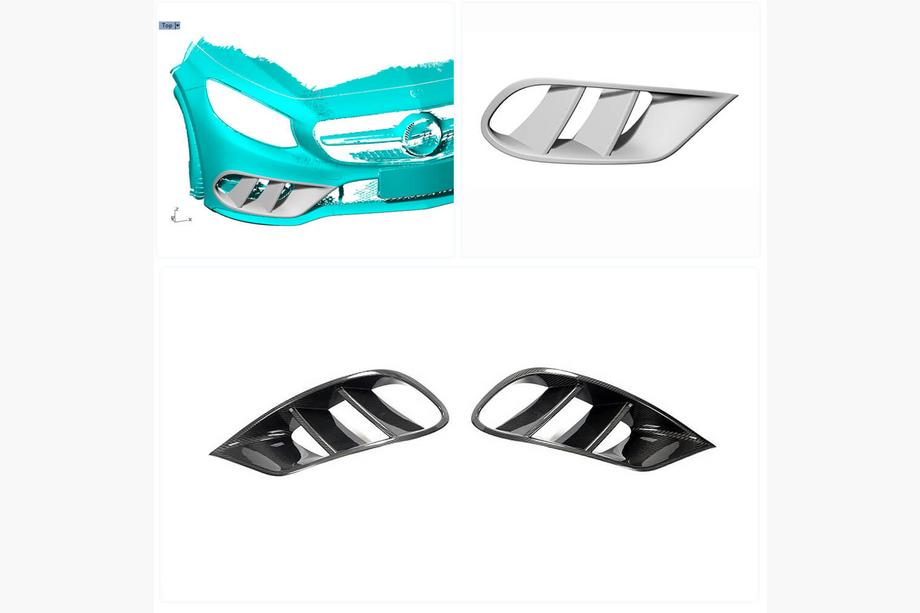 Mercedes S-class C217 Coupe 2014-2020 Inserciones para parachoques delantero (para AMG-Line 2015-2018, carbono seco) Foto 2