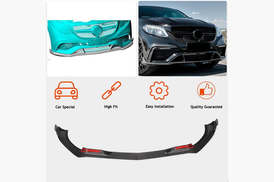 Mercedes GLE coupe C292 2015-2019 Extensiones de labio de parachoques delantero (para GLE63 AMG, Plástico) Foto 2