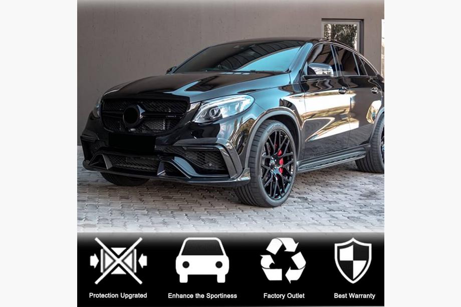 Mercedes GLE coupe C292 2015-2019 Extensiones de labio de parachoques delantero (para GLE63 AMG, Plástico) Foto 3
