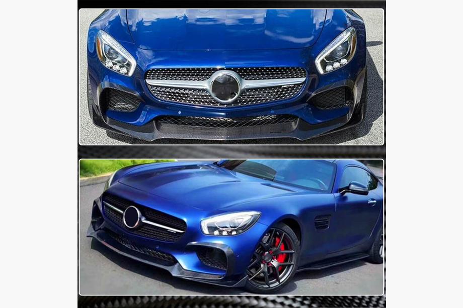 Mercedes AMG GT C190/R190 2014-2022 Labio delantero parachoques (para 2015-2017, Carbono) Foto 3