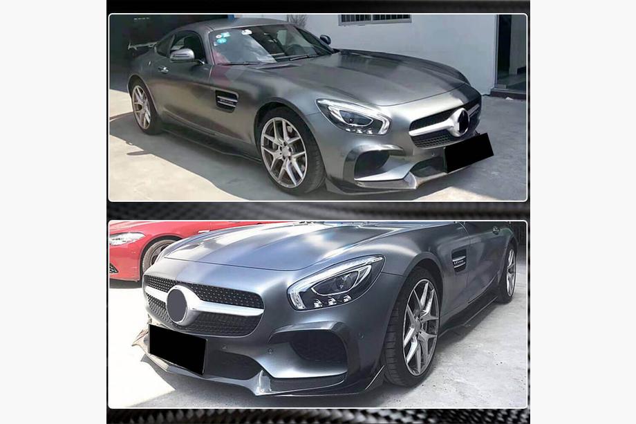 Mercedes AMG GT C190/R190 2014-2022 Labio delantero parachoques (para 2015-2017, Carbono) Foto 4