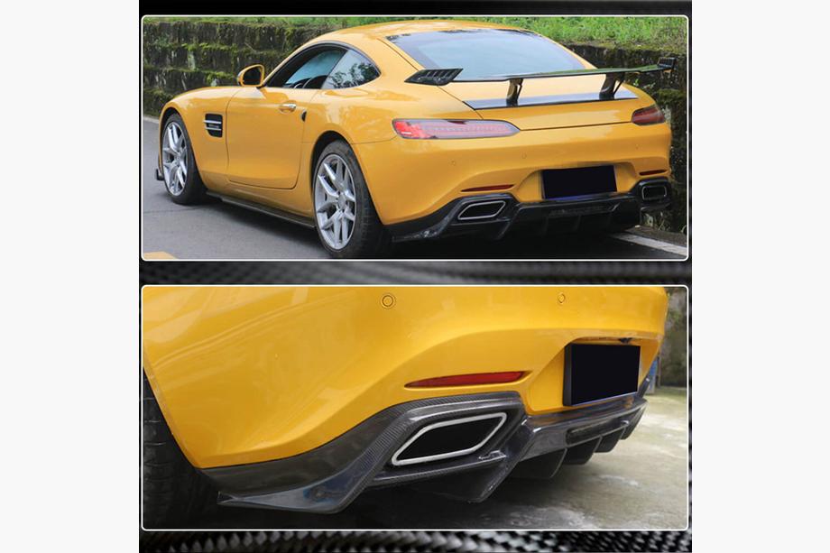 Mercedes AMG GT C190/R190 2014-2022 Difusor de parachoques trasero (para 2015-2017, Carbono) Foto 3