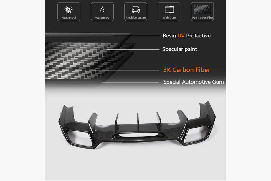 Mercedes AMG GT C190/R190 2014-2022 Difusor de parachoques trasero (para 2015-2017, Carbono) Foto 5