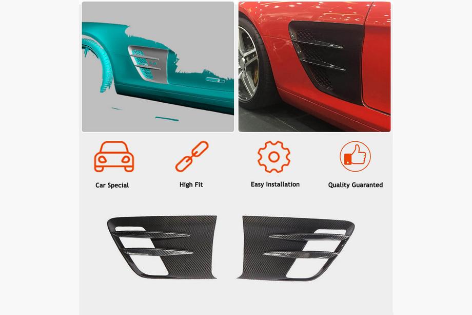 Mercedes SLS C197 2010-2014 Cubiertas para aletas delanteras (Dry Carbon) Foto 2