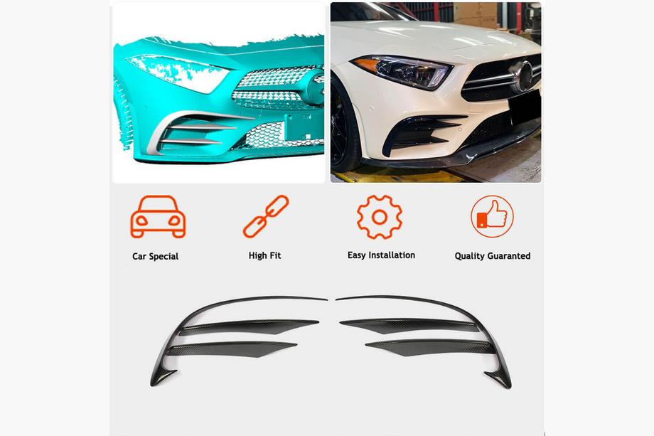 Mercedes CLS C257 2018- Extensiones de Parachoques Delantero (para AMG-Line 2018-2020, Carbono) Foto 2