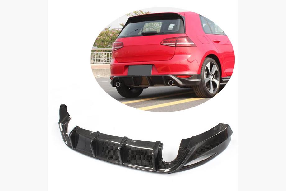 Volkswagen Golf 7/E-Golf 2012-2020 Difusor Trasero de Parachoques V1 (para Base/GTI HB 2012-2017, Carbono) Foto 1