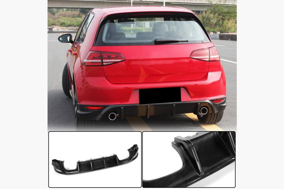 Volkswagen Golf 7/E-Golf 2012-2020 Difusor Trasero de Parachoques V2 (para Base/GTI HB 2012-2017, Carbono) Image
