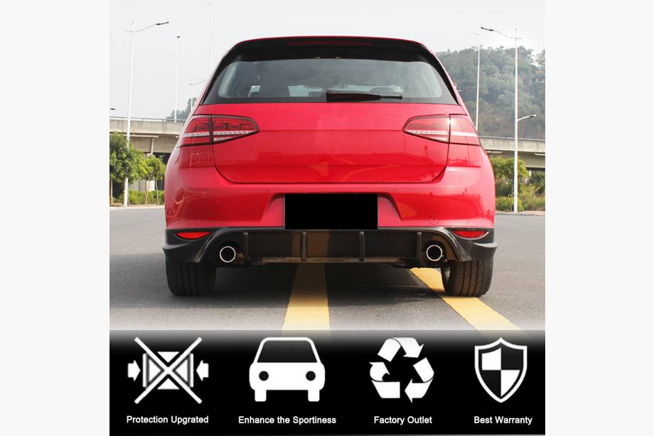 Volkswagen Golf 7/E-Golf 2012-2020 Difusor Trasero de Parachoques V2 (para Base/GTI HB 2012-2017, Carbono) Foto 2