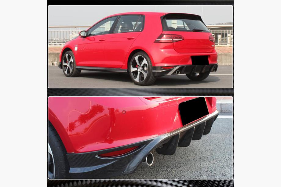 Volkswagen Golf 7/E-Golf 2012-2020 Difusor Trasero de Parachoques V2 (para Base/GTI HB 2012-2017, Carbono) Foto 3