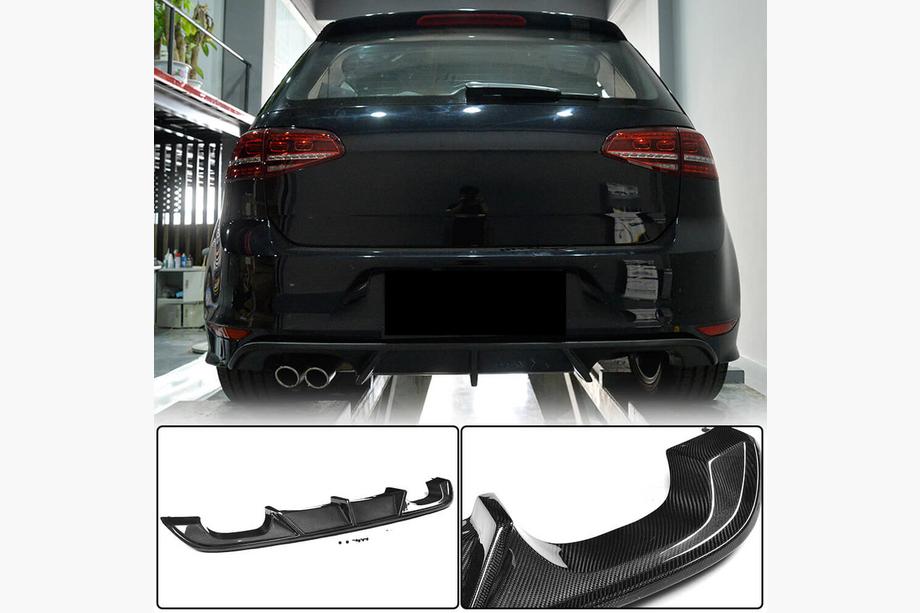 Volkswagen Golf 7/E-Golf 2012-2020 Difusor de Parachoques Trasero (para R/R-Line HB 2012-2017, Carbono) Foto 1