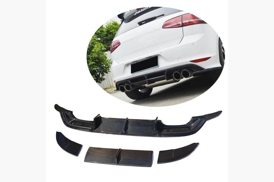 Volkswagen Golf 7/E-Golf 2012-2020 Difusor de Parachoques Trasero (para R-Line HB 2012-2017, Carbono) Image