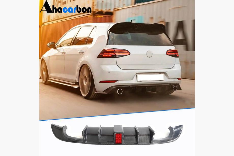 Volkswagen Golf 7/E-Golf 2012-2020 Difusor de parachoques trasero (para R-Line HB 2017-2020, Carbono) Image
