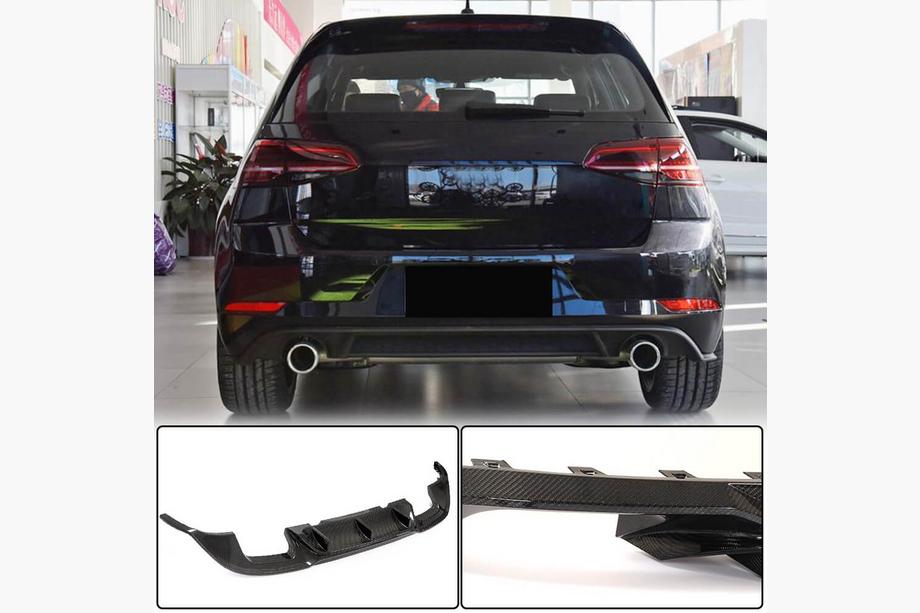 Volkswagen Golf 7/E-Golf 2012-2020 Difusor de parachoques trasero (para Base/GTI HB 2017-2020, Carbono) Image