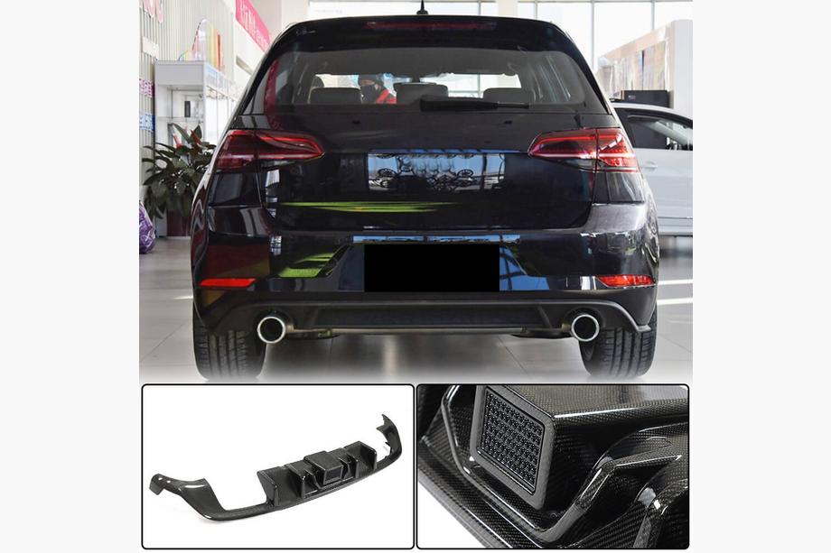 Volkswagen Golf 7/E-Golf 2012-2020 Difusor trasero de parachoques (Base/R/GTI HB 2017-2020, Carbono) Foto 2