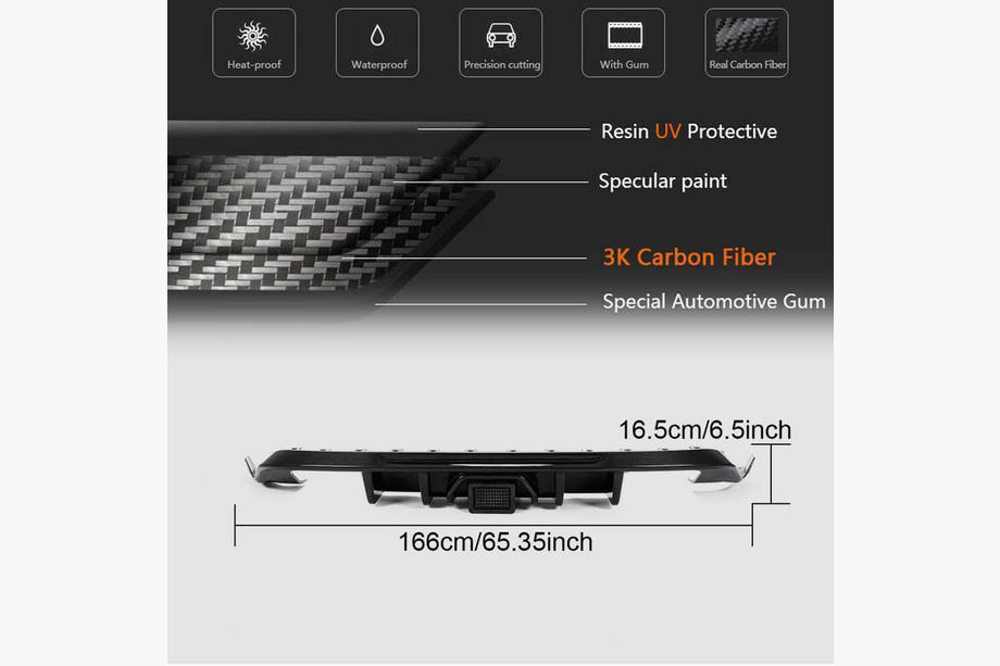 Volkswagen Golf 7/E-Golf 2012-2020 Difusor trasero de parachoques (Base/R/GTI HB 2017-2020, Carbono) Foto 4