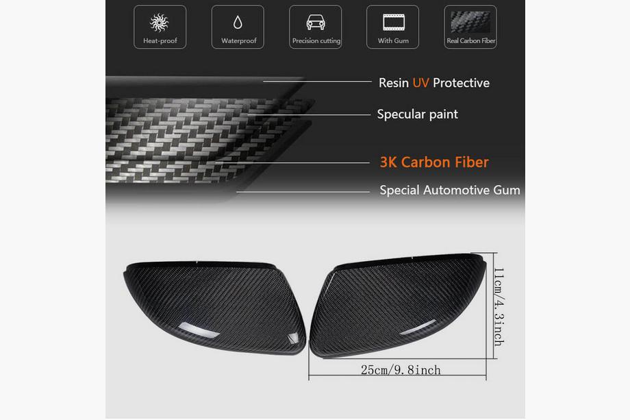 Volkswagen Golf 6 2008-2014 Cubiertas de Espejos V1 (para HB 2010-2013, Carbono) Foto 6
