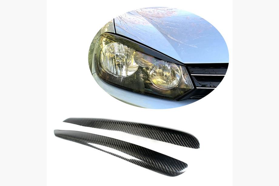 Volkswagen Golf 6 2008-2014 Pestañas para faros (para HB 2010-2013, Carbono) Image
