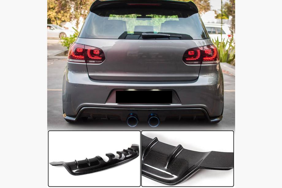 Volkswagen Golf 6 2008-2014 Difusor Trasero de Parachoques V1 para R/R20 HB 2010-2013 Carbono Foto 1