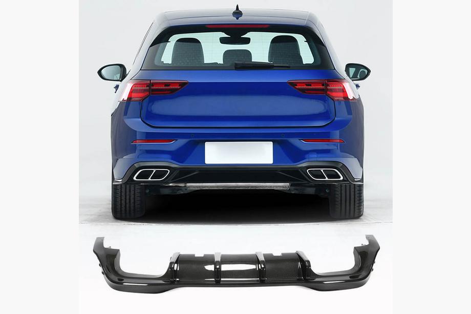 Volkswagen Golf 8 2019- Difusor de parachoques trasero (para R HB, Carbono Seco) Image