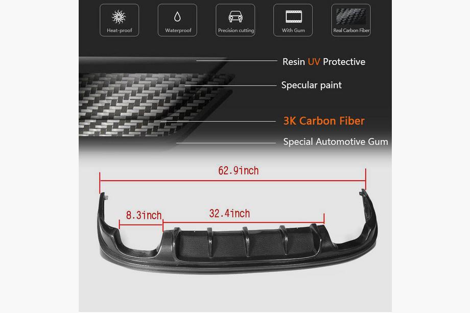 Lexus IS 2013- Difusor Trasero de Parachoques V2 para Base/F-Sport 2013-2016, Carbono Foto 5