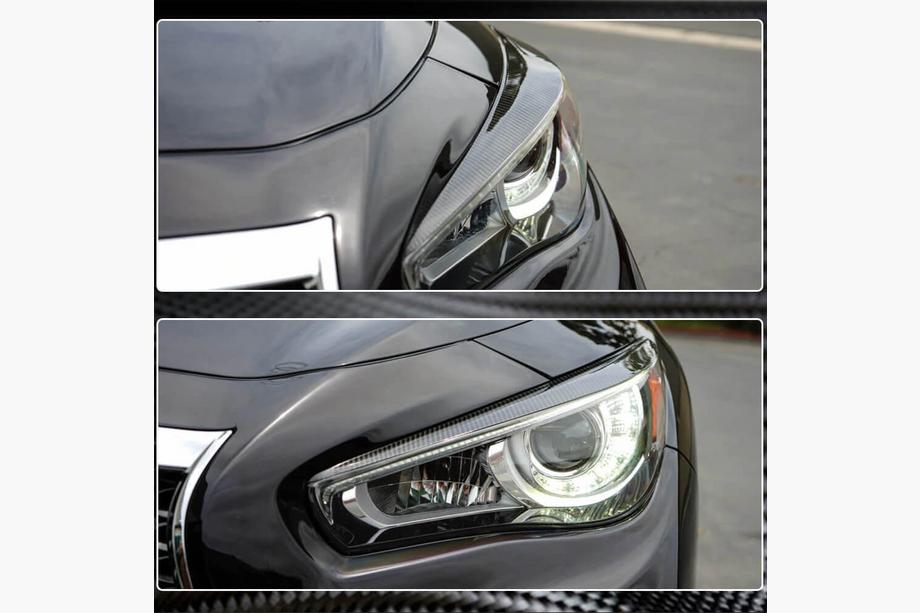 Infiniti Q50/Q60 2013-2024 Pestañas para faros (para Q50 2014-2017, Carbono) Foto 4