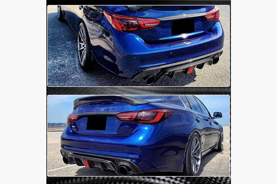 Infiniti Q50/Q60 2013-2024 Difusor Trasero de Parachoques V4 (para Q50 Base/Sport 2018-2023, Carbono) Foto 5
