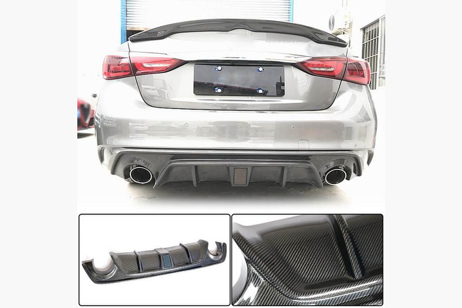 Infiniti Q50/Q60 2013-2024 Difusor Trasero de Parachoques V4 (para Q50 Base/Sport 2018-2023, Carbono) Foto 8