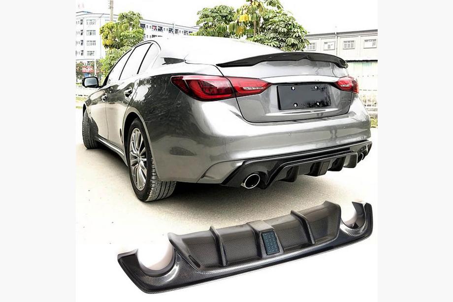 Infiniti Q50/Q60 2013-2024 Difusor Trasero de Parachoques V4 (para Q50 Base/Sport 2018-2023, Carbono) Foto 15